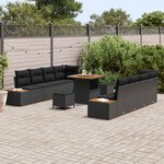 vidaXL Ensemble de canapé de jardin 11 Pièces Noir Poly rotin