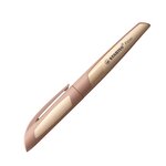 Stylo plume rechargeable monochrome Stabilo Flow - Plume M de haute qualité - Poignée ergonomique - Cartouche bleu roi incluse - Corps marron clair