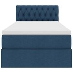 vidaXL Lit avec rangement et matelas avec tête de lit Bleu 90 x 190 cm