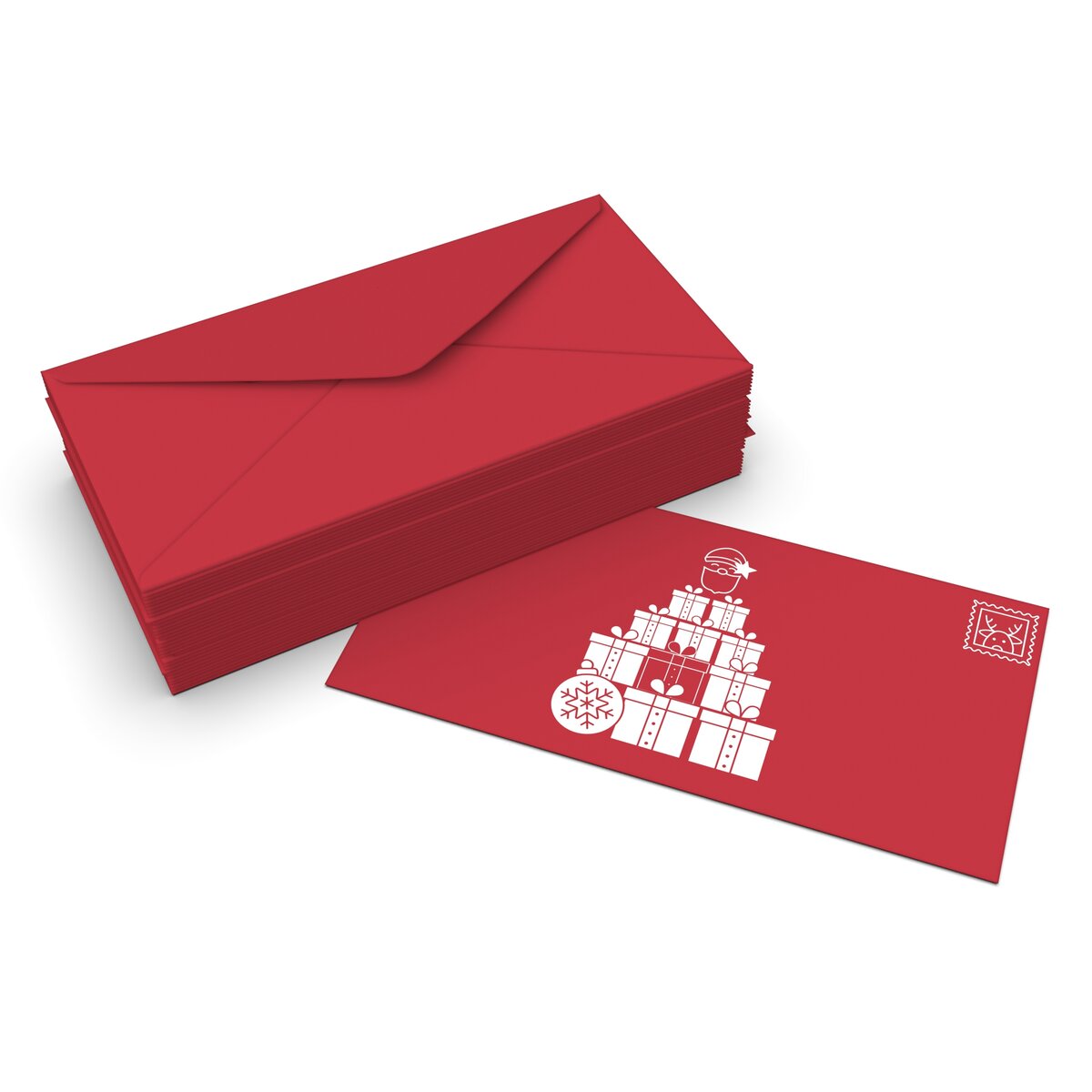 Lot de 50 enveloppes de noël père noël rouge foncé 110x220 mm (dl