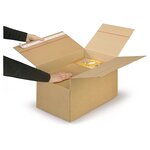Caisse carton brune à hauteur variable et montage instantané avec fermeture adhésive 43x30 5x25 cm (lot de 25)