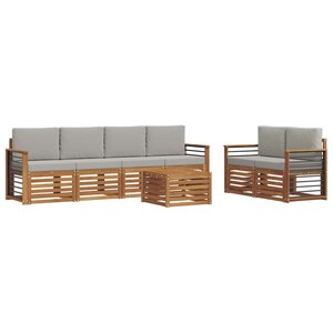 vidaXL Ensemble de canapés d'extérieur 7 pc Gris Naturel et Clair