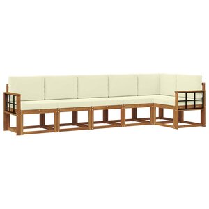 vidaXL Ensemble de canapés d'extérieur 6 pc Naturel et Crème