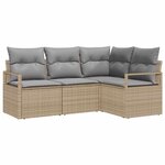 vidaXL Ensemble de canapé de jardin 4 Pièces Beige Poly rotin