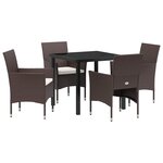 vidaXL Ensemble de salle à manger pour jardin 5 Pièces Marron Poly rotin