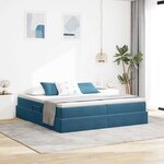 vidaXL Lit avec rangement et matelas Bleu foncé 200 x 200 cm Velours