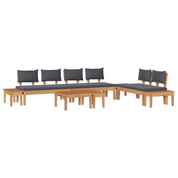 vidaXL Set de banc de jardin 5 pièces avec coussins - Bois de teck massif