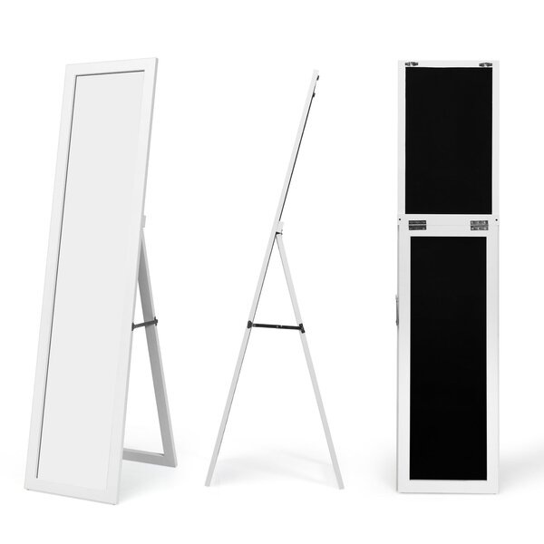 Miroir sur pied 37 x 50 x 155 cm avec trois utilisations possibles moderne design en MDF blanc 20_0012881