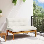 vidaXL Unité de canapé du milieu Blanc Naturel et Crème Bois d'acacia