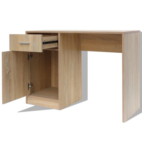 Bureau table meuble travail informatique avec tiroir et placard 100 cm chêne 0502110