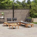 vidaXL Ensemble de canapé de jardin 3 Pièces Marron et gris