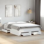 vidaXL Cadre de lit avec tiroirs sans matelas blanc 135x190 cm