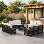 vidaXL Ensemble de canapé de jardin 13 pc Noir polyrotin