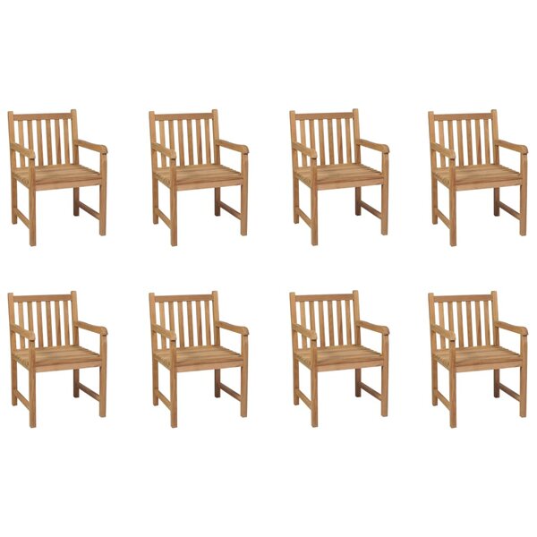 vidaXL Chaises d'extérieur lot de 8 Bois de teck solide