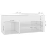 vidaXL Banc à chaussures Blanc brillant 80x30x45 cm Bois d'ingénierie