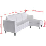vidaXL Canapé sectionnel à 3 places cuir synthétique blanc