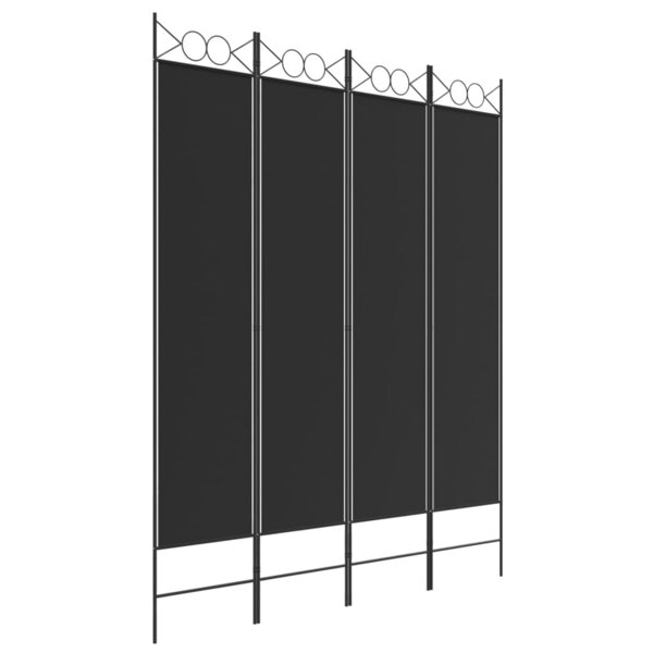vidaXL Cloison de séparation 4 panneaux Noir 160x200 cm Tissu