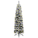 vidaXL Sapin de Noël mince pré-éclairé flocon de neige vert 180 cm PVC