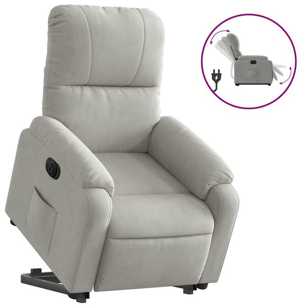 vidaXL Fauteuil inclinable électrique gris clair tissu microfibre