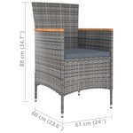 vidaXL Chaises à manger de jardin lot de 4 Résine tressée Gris