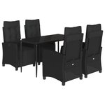 vidaXL Ensemble à manger de jardin coussins 5Pièces Noir Résine tressée