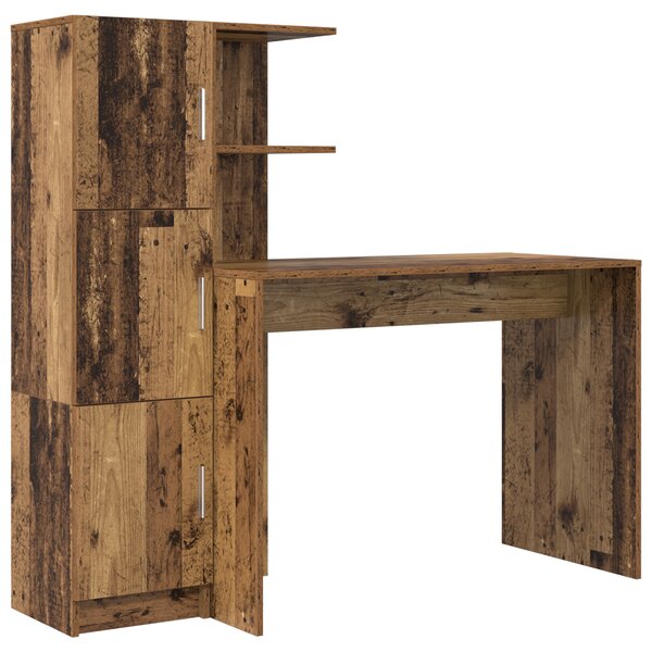 vidaXL Bureau avec rangement Bois ancien Bois d'ingénierie