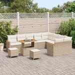 vidaXL Ensemble de canapé de jardin 12 Pièces Beige Poly Rattan