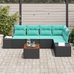 vidaXL Ensemble de canapé de jardin 6 Pièces Noir et turquoise