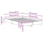 Lit vidaXL 120x190 cm en bois d'ingénierie chêne noir