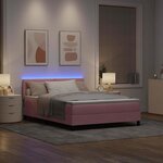 vidaXL Lit à ressort LED avec matelas Rose 160 x 200 cm Velours