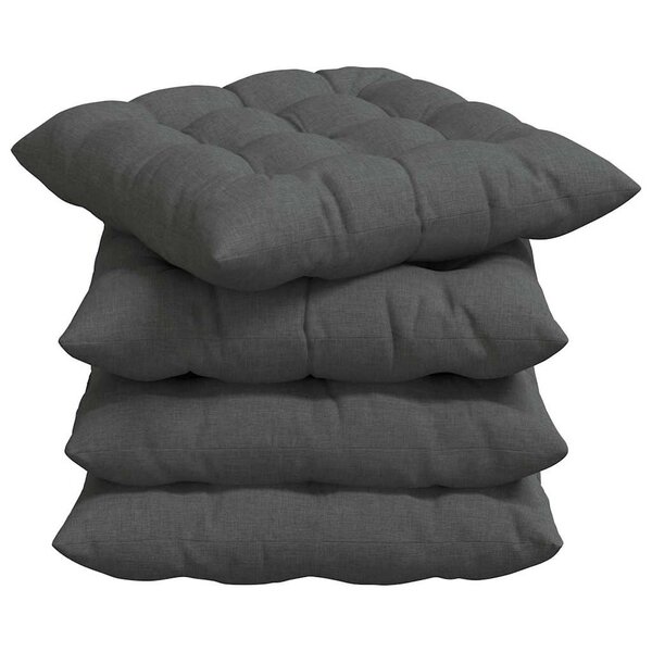 vidaXL Coussins de siège 4 Pièces Gris foncé 40 x 40 x 6 cm tissu