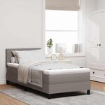 vidaXL Lit boxspring avec matelas Taupe 100 x 200 cm tissu