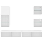 vidaXL Unités murales TV avec LED 5 Pièces blanc bois d'ingénierie