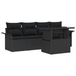 Ensemble de Canapés de Jardin 5 Pièces avec Coussins Noir Rotin Poly