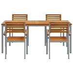 vidaXL Ensemble de salle à manger pour jardin 5 Pièces Gris et marron
