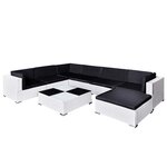 vidaXL Salon de jardin 8 Pièces avec coussins Résine tressée Blanc