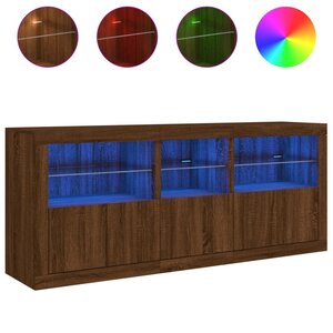 vidaXL Buffet avec lumières LED chêne marron 162x37x67 cm