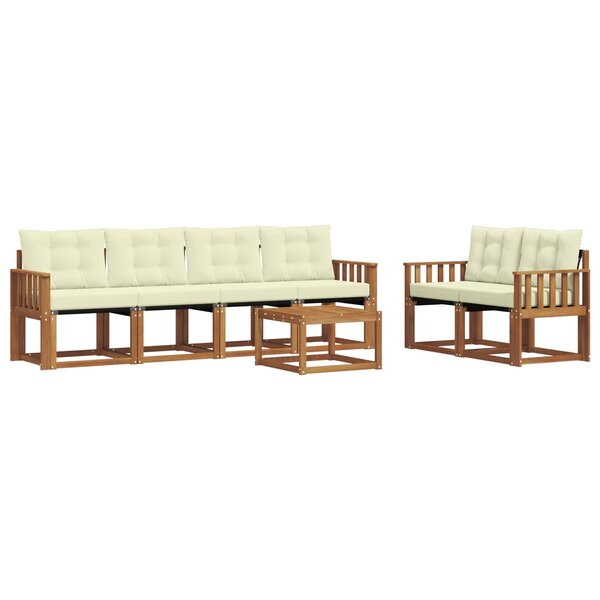 vidaXL Ensemble de canapés d'extérieur 7 Pièces Naturel et Crème
