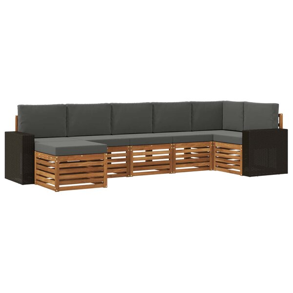 vidaXL Ensemble de canapé d'angle 7 Pièces Naturel et Anthracite