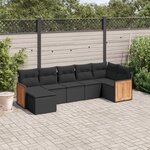 vidaXL Salon de jardin 7 Pièces avec coussins noir résine tressée