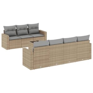 vidaXL Salon de jardin avec coussins 8 Pièces beige résine tressée