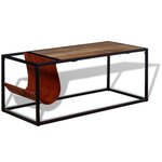 vidaXL Table basse avec porte-revues Cuir véritable 110x50x45 cm
