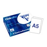 Ramette 500 Feuilles Papier 80g A5 148x210 mm Certifié FSC Blanc 170CIE x 10 CLAIRALFA