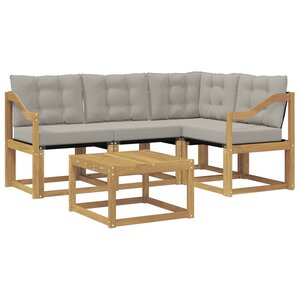vidaXL Ensemble de canapés d'extérieur 5 Pièces Blanc et gris clair