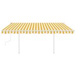 vidaXL Auvent manuel rétractable avec poteaux 4 5x3 5 m Jaune et blanc