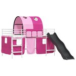 vidaXL Lit mezzanine pour enfants Blanc et rose 79 5 x 200 cm Métал