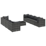vidaXL Salon de jardin 9 Pièces avec coussins Gris Résine tressée