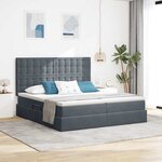 vidaXL Lit de rangement LED avec matelas Gris foncé 200 x 200 cm
