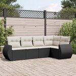 vidaXL Salon de jardin 5 Pièces avec coussins noir résine tressée