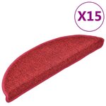 vidaXL Tapis d'escalier 15 pièces 56 x 17 x 3 cm Bordeaux Demi-rond